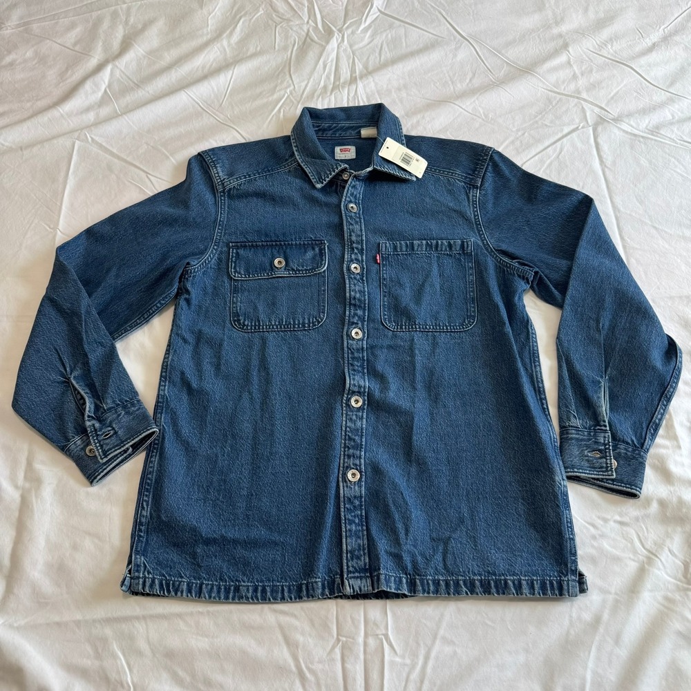 Levis Mens Denim Shirt Small Blue Long Sleeve Button Down Workwear New With Tags